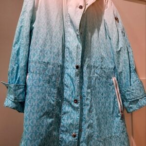 Michael Michael Kors Blue Ombré Logo Ciré Anorak